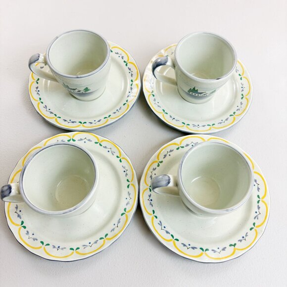 THE HALDON GROUP Normandie Cup & Saucer Set Of 4 VTG 1980 Walking Cottage Scene - Picture 10 of 16